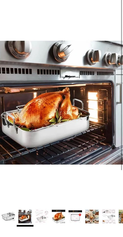 New Stainless Steel Roasting Pan with Baking Rack, 16.5 Inch - photo 3