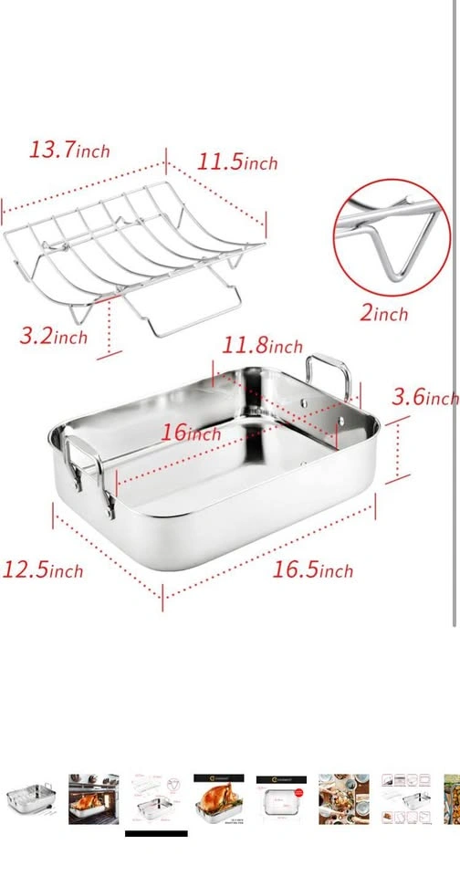 New Stainless Steel Roasting Pan with Baking Rack, 16.5 Inch - photo 4
