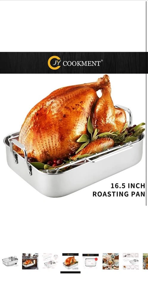 New Stainless Steel Roasting Pan with Baking Rack, 16.5 Inch - photo 5