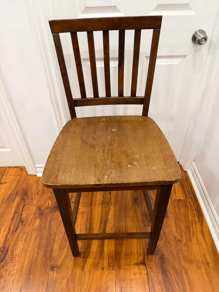 Wooden Slat-Back Bar Stool - photo 3