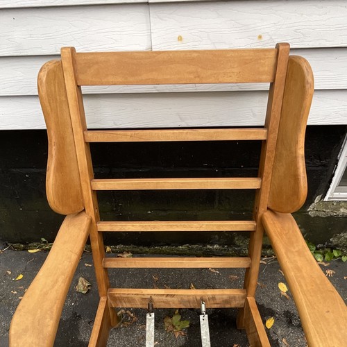 Wood & Metal Armchair Frame With Arms, Brown, Solid - photo 3