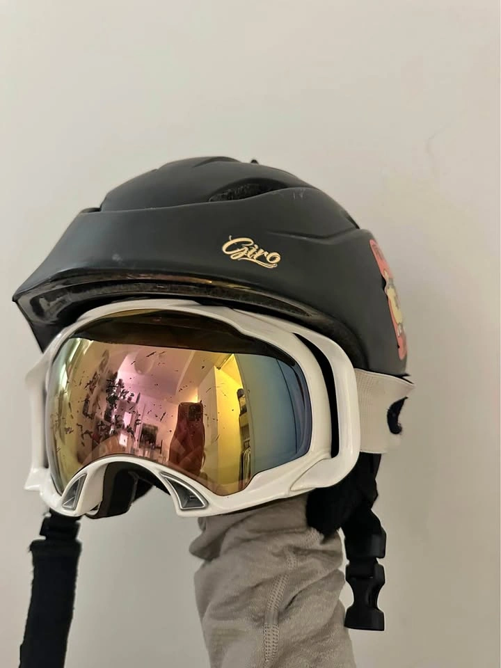 Giro helmet and Oakley goggles