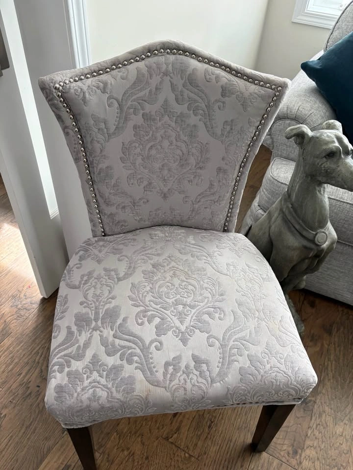 4 Damask Parsons Chair with Nailhead Trim - photo 3