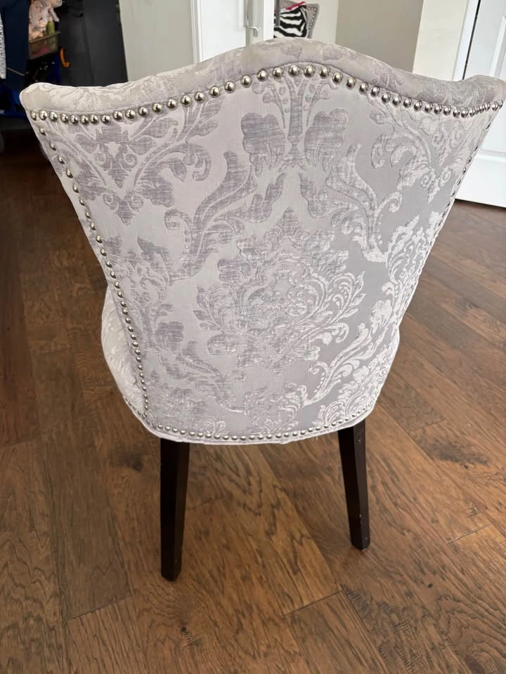 4 Damask Parsons Chair with Nailhead Trim - photo 4