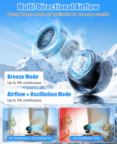 Desk Fan with Remote, 100 Speeds, 10000mAh Battery - photo 5