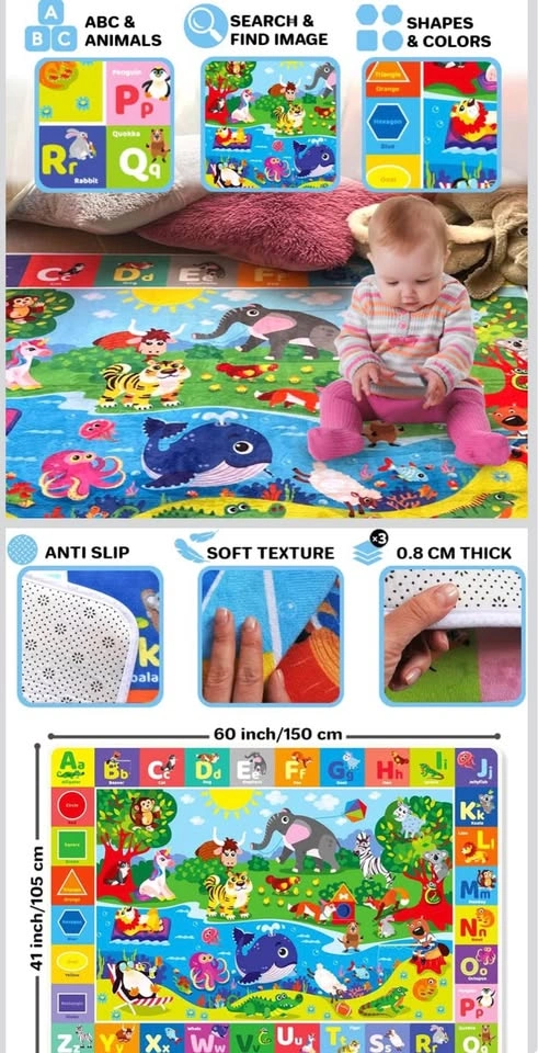 Extra Thick Baby Crawling Play Mat (60" x 41") - photo 2