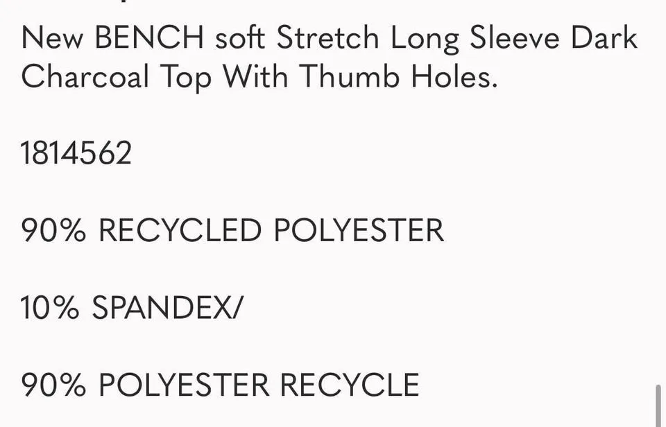 New BENCH Soft Warm Stretchy Dark Charcoal Long Sleeve top image indicator(5)