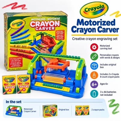 Crayola Motorized Crayon Carver - New Open Box + Bonus Crayons