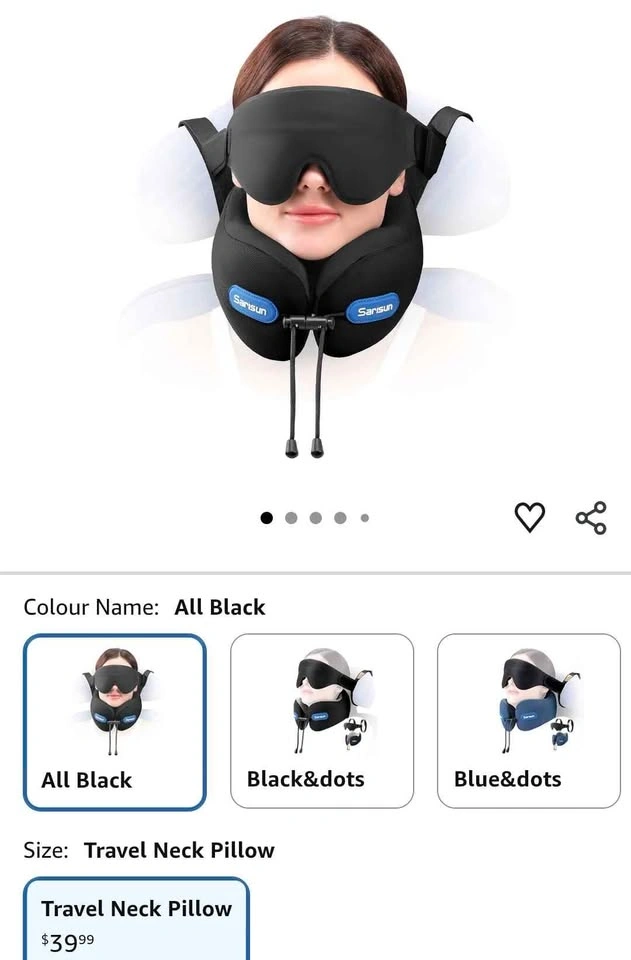 SARISUN Neck Pillow Travel Set with 3D Eye Mask - photo 2