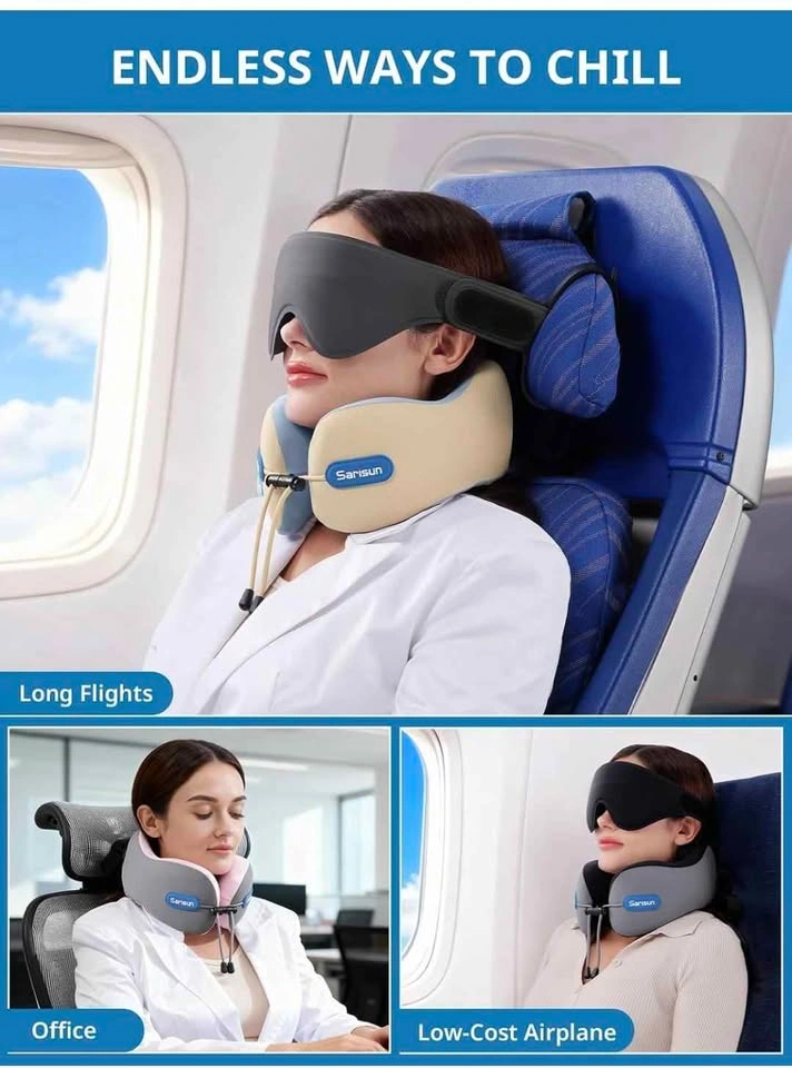 SARISUN Neck Pillow Travel Set with 3D Eye Mask - photo 3