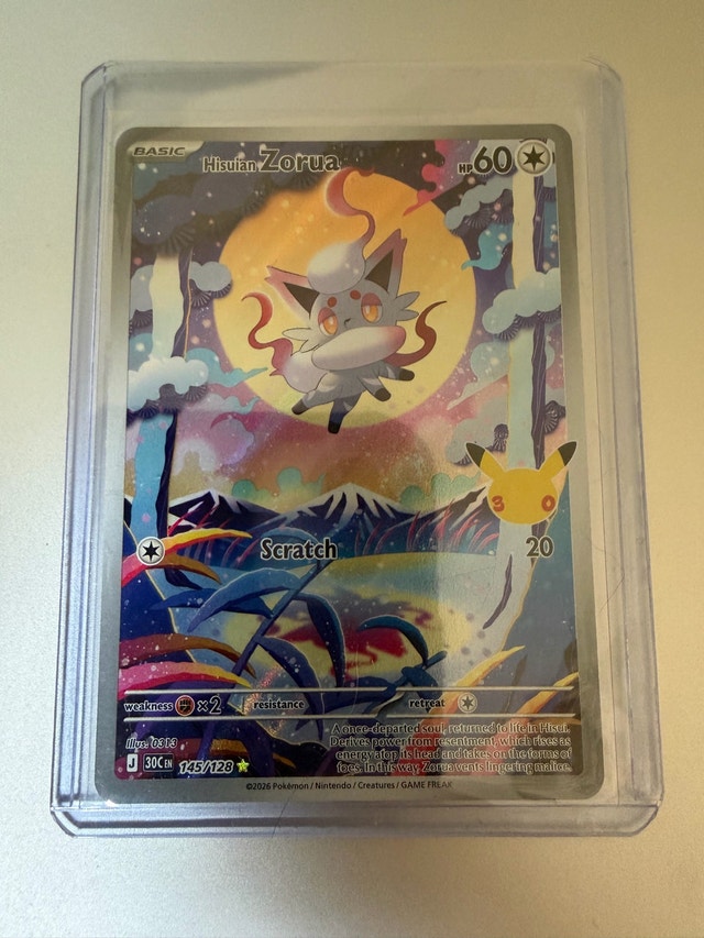 Pokémon Hisuian Zorua 145/128 30th Anniversary Card