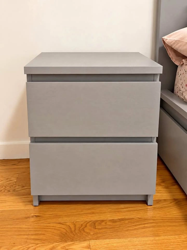 Gray 2-Drawer Nightstand / Bedside Table