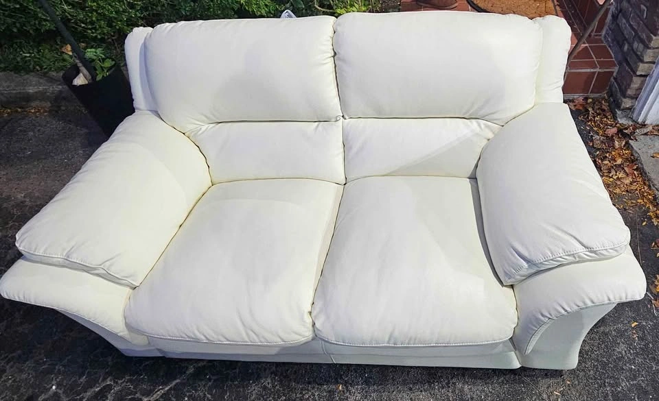 White Leather Sofa and Loveseat Set, OBO - photo 3