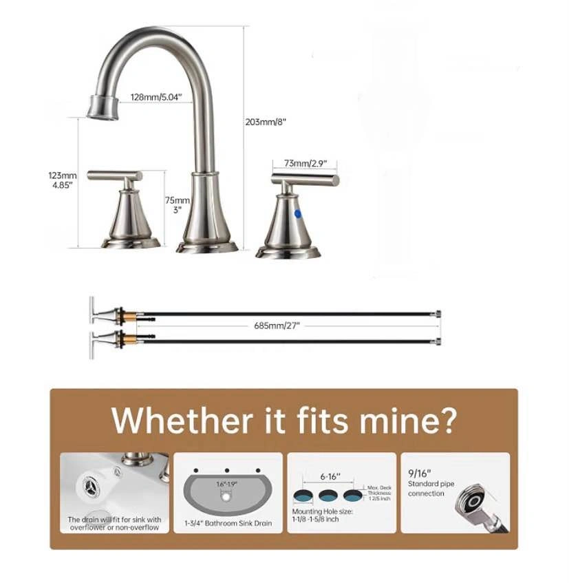 Brushed Nickel 8-Inch Widespread Bathroom Faucet - photo 3