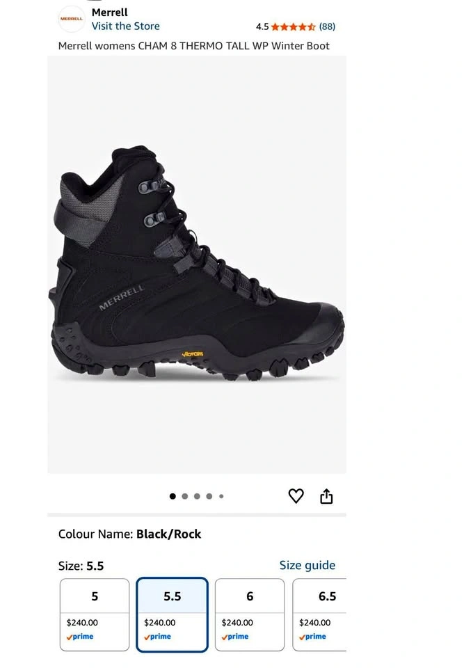 New! Size 5.5 Merrell womens CHAM 8 THERMO TALL WP Winter Boot