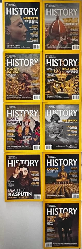 Lot of 9 National Geographic History Magazines
