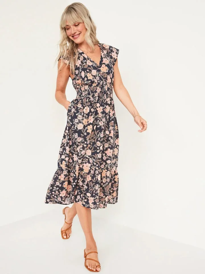 Size XS Petite ~ Like new floral midi dress image indicator(2)