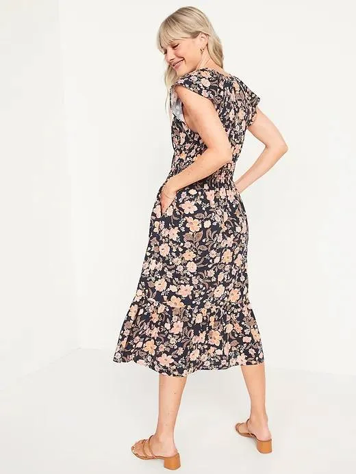 Size XS Petite ~ Like new floral midi dress image indicator(3)