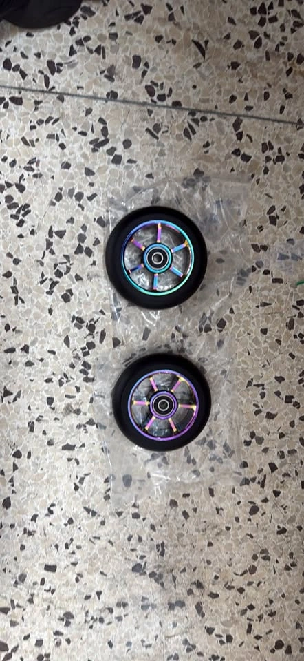 CLAS FOX 100mm Pro Stunt Scooter Wheels (Black PU with Rainbow C - photo 2