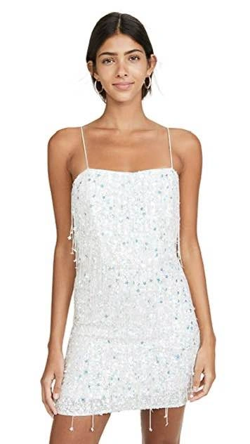 Retrofete Heather Sequin Star Fringe Dress White Size Small - photo 3