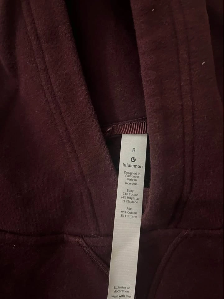 Women's Lululemon Burgundy Hoodie Sweatshirt Size 8 - photo 4