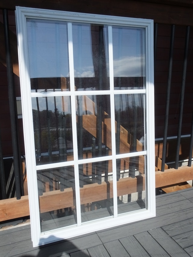 Exterior Door Glass Insert - 24" x 38" - 9 Lite White Frame