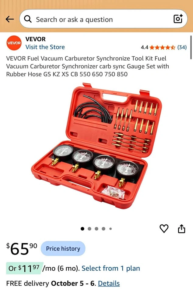 VEVOR Fuel Vacuum Carburetor Synchronize Tool Kit