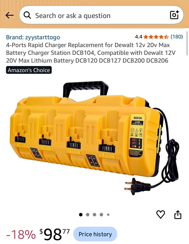 4-Ports Rapid Charger Replacement for Dewalt 12v 20v Max