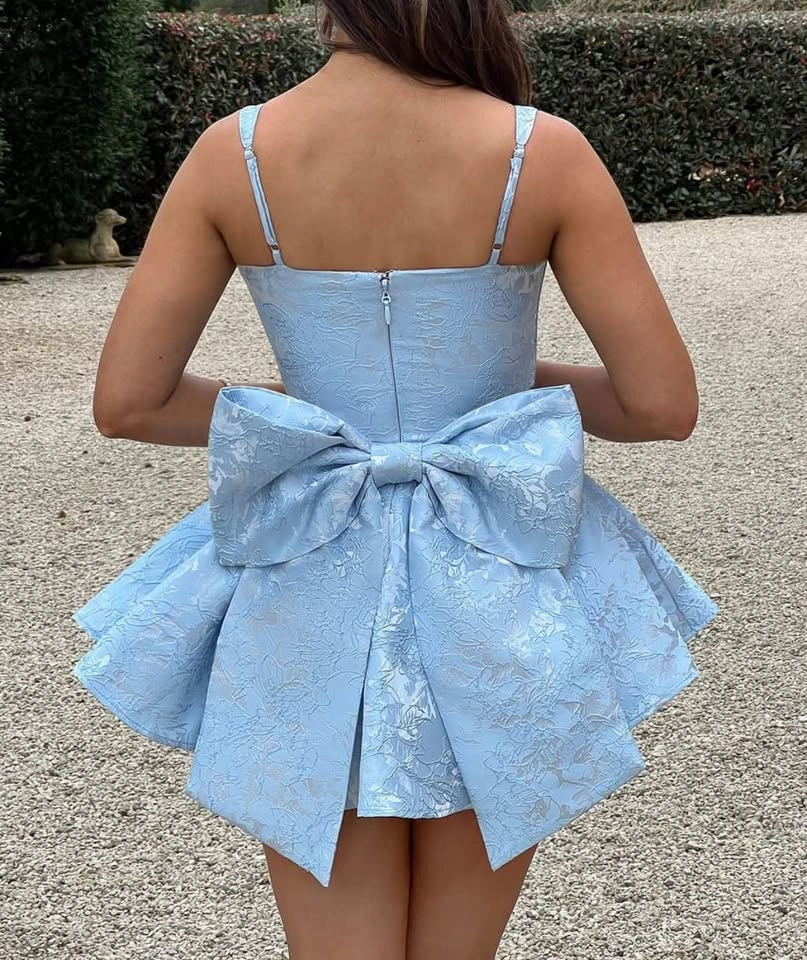 Light Blue Corset Mini Dress w Big Bow Back (XS) - photo 3