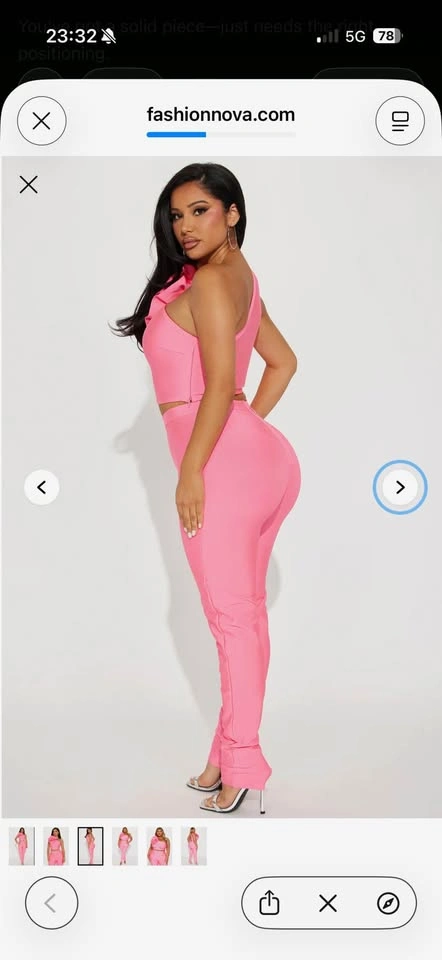 Fashion Nova Pink One Shoulder Flower Two Piece Set - photo 3