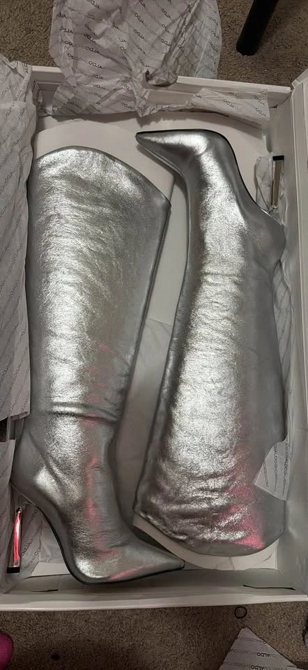 Aldo Devondra Silver Metallic Knee-High Boots - photo 2