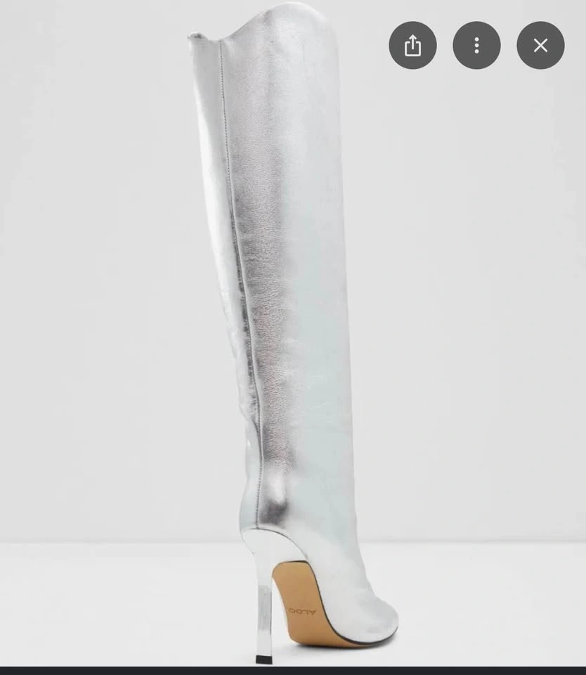Aldo Devondra Silver Metallic Knee-High Boots - photo 4