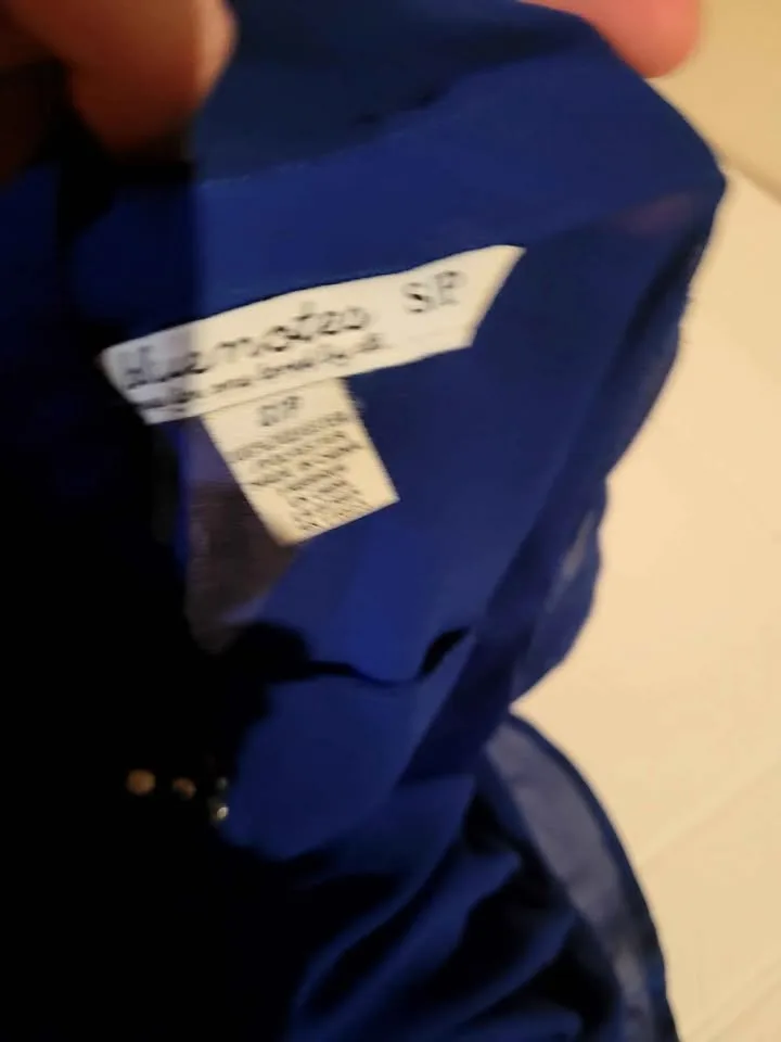 Elegant blue rockin-sheer dress with metal embellishments image indicator(2)