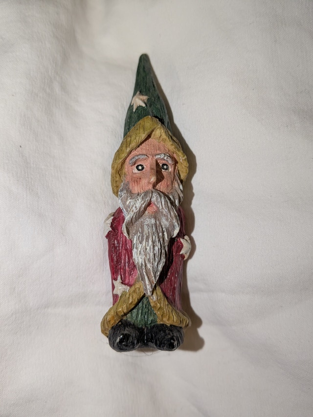 Hand-Carved Wooden Santa Figurine