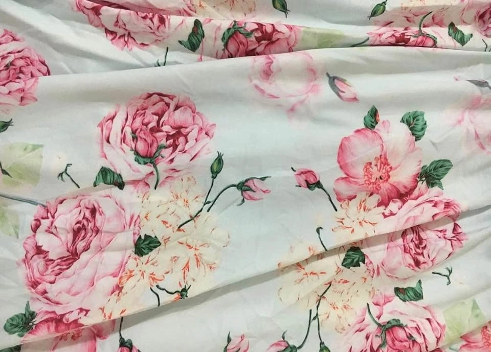 Floral Maxi Dress – Light Blue & Pink Roses – Size M - photo 2