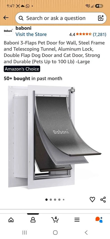 Baboni 3-Flaps Pet Door for Wall