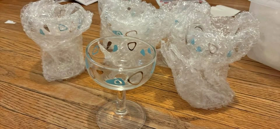 Vintage MCM "Atomic Amoeba" Cocktail Glasses (Set of 6)