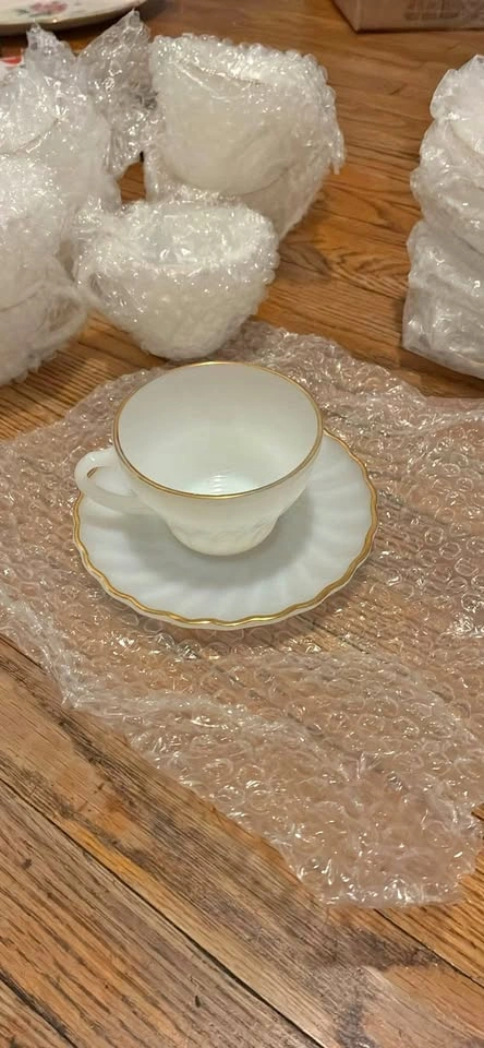 Vintage Fire-King Milk Glass Coffee/Tea Set (16 Pieces)