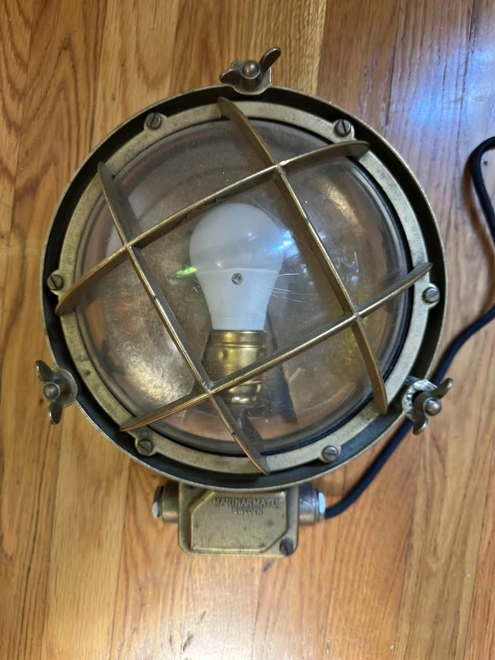 Heavy Brass Boat Light, Swedish, Marinarmatur