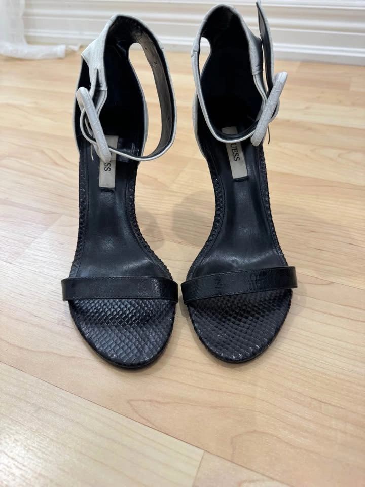 GUESS Black and White Strappy Heels - photo 3