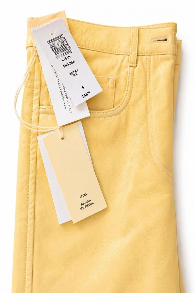 Aritzia Wilfred Melina Faux Leather Pants – Pastel Yellow – NEW