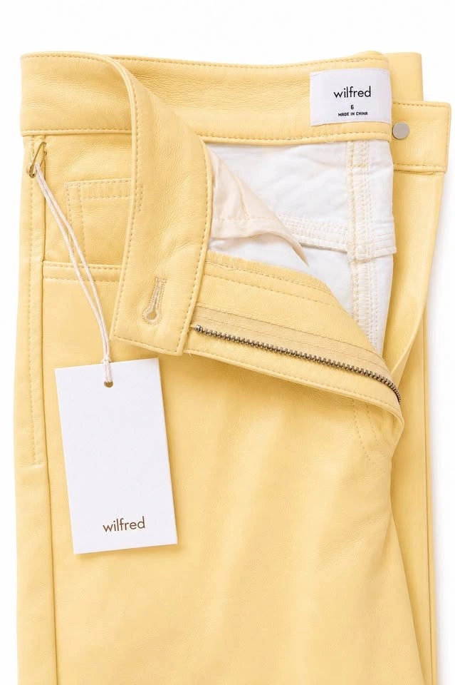 Aritzia Wilfred Melina Faux Leather Pants – Pastel Yellow – NEW - photo 4