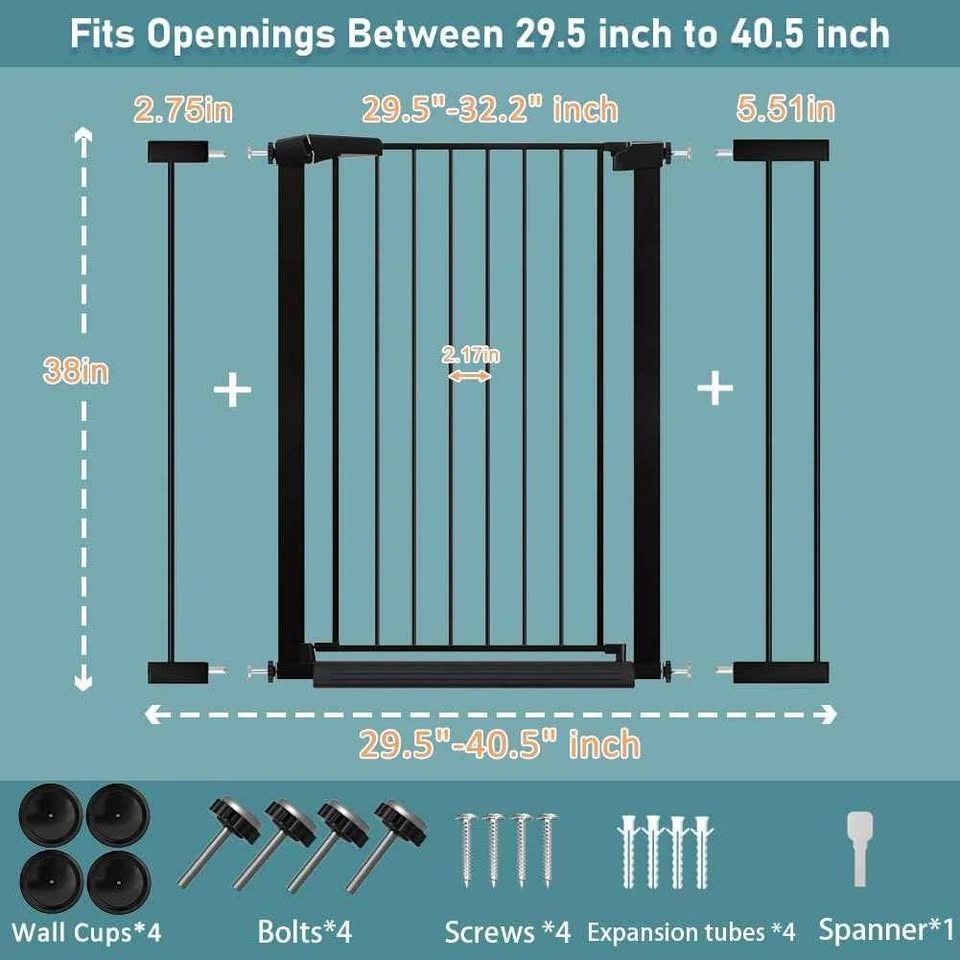 Fairy Baby W281 38-inch Extra-Tall Black Metal Safety Gate - photo 2
