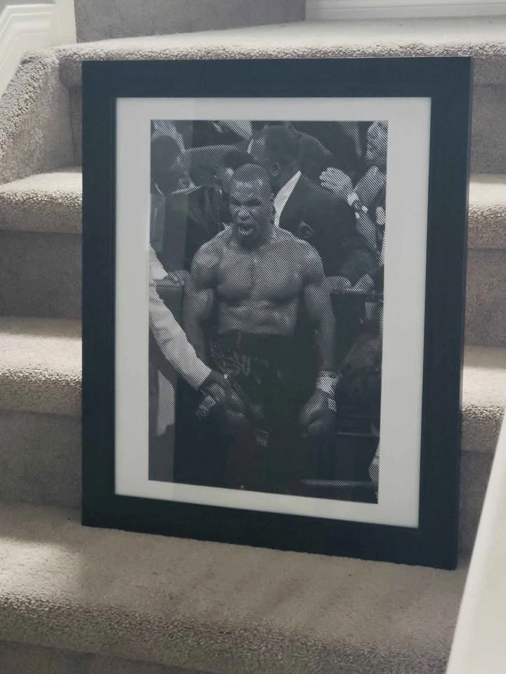 Framed Mike Tyson Black and White Print