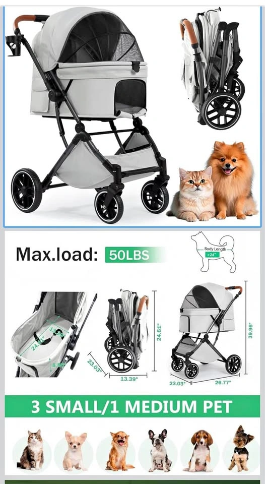 New 50lb Capacity Pet Stroller for Small and Medium Dogs or Cats