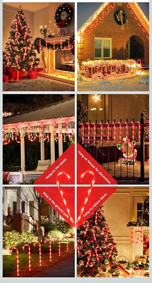 New 12 LED Candy Cane Christmas Lights
