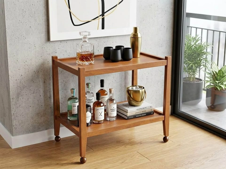 Mid-Century Modern Teak Bar Cart by John Tabraham