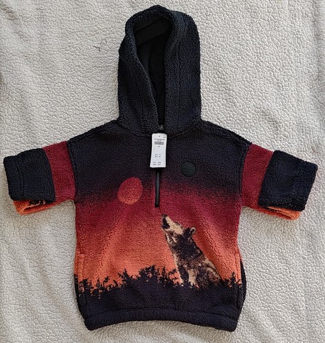 Abercrombie Kids Sherpa Hoodie Wolf Half Zip - Boys - Size 7/8
