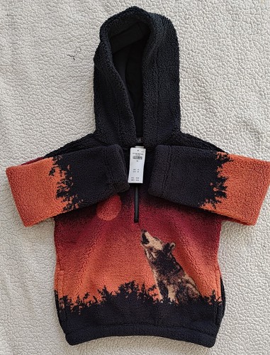 Abercrombie Kids Sherpa Hoodie Wolf Half Zip - Boys - Size 7/8 - photo 2