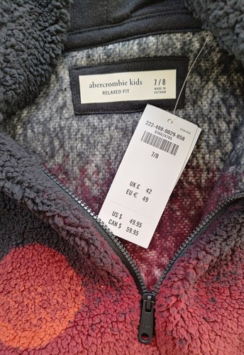 Abercrombie Kids Sherpa Hoodie Wolf Half Zip - Boys - Size 7/8 - photo 4